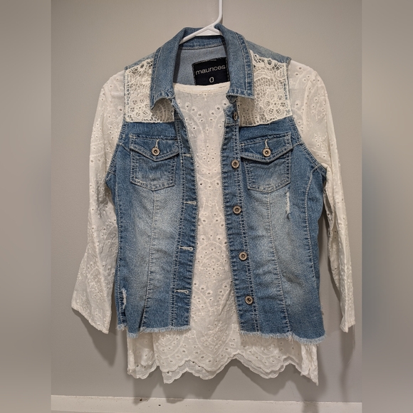 Maurices Blue Denim Vest with Lace Accents - Picture 5 of 6